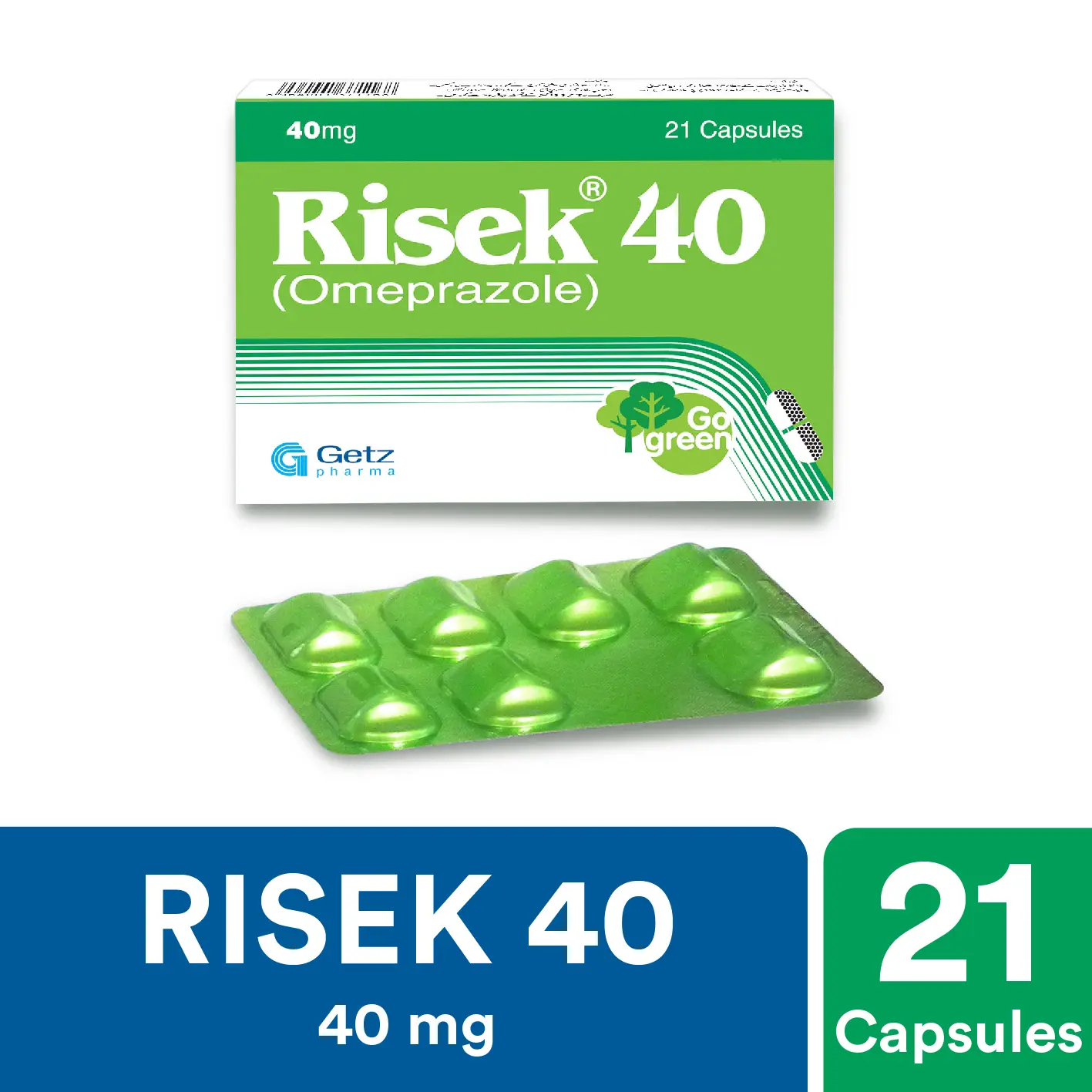Risek 40mg Cap 21's